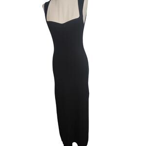 DISSH Black Ribbed Sweetheart Neckline Column Dress